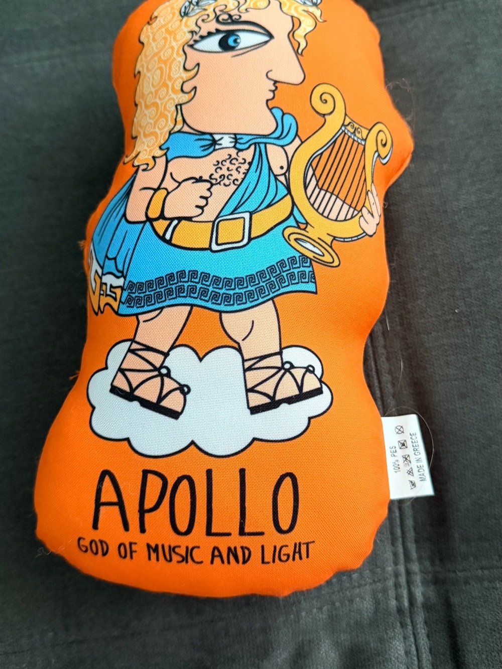 Apollo Plush Pillow - Orange & Blue Mythical Design